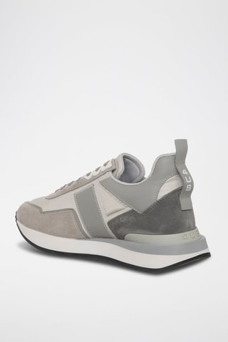 Baskets en cuir - Blanc, noir et gris