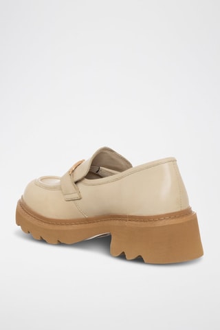 Mocassins à talons en cuir - Beige