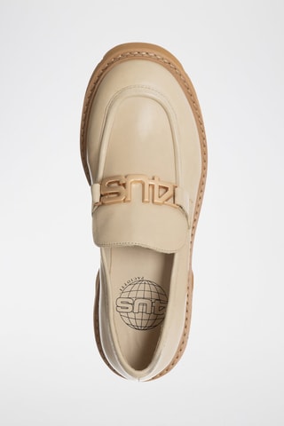 Mocassins à talons en cuir - Beige