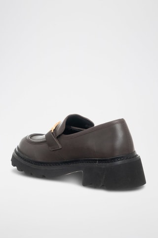 Mocassins à talons en cuir - Marron