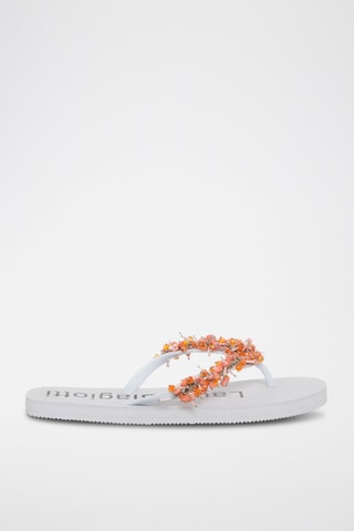 Tongs - Laura Biagiotti - Blanc, rouge, orange et argenté