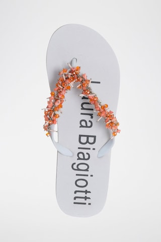 Tongs - Laura Biagiotti - Blanc, rouge, orange et argenté