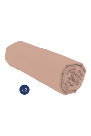 2 lençóis-capa em algodão 57 fios/cm² - Rosa-velho