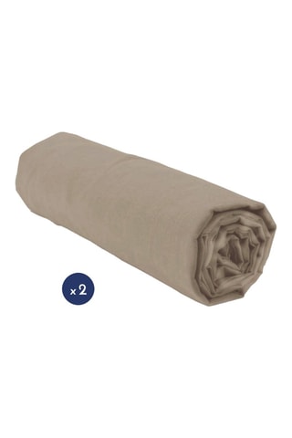 2 lençóis-capa em algodão 57 fios/cm² - Bege-escuro