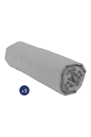 2 lençóis-capa em algodão 57 fios/cm² - Cinzento-claro