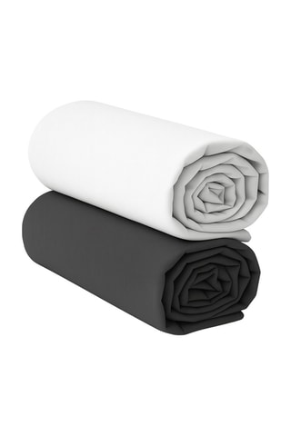 2 lençóis-capa em algodão 57 fios/cm² - Branco e cinzento-escuro -