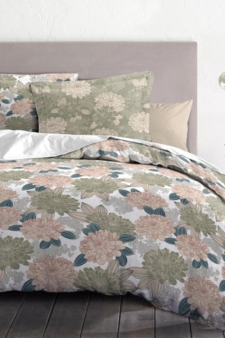 Conjunto de edredão em algodão 57 fios/cm² Vendome - Verde e rosa