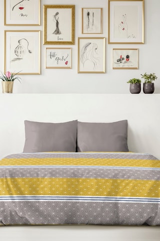 Conjunto de edredão Ophrys et couette - Cinzento, verde anis e branco