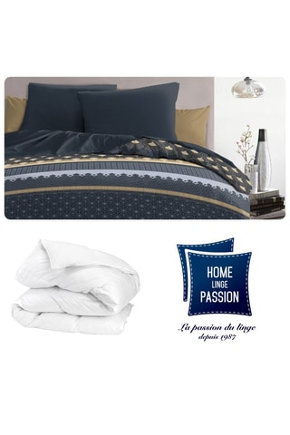 Conjunto de edredão e edredão Charlest - Azul-marinho e bege