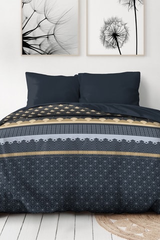 Conjunto de edredão e edredão Charlest - Azul-marinho e bege