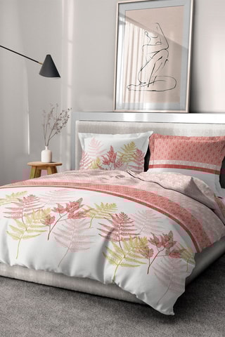 Conjunto de edredão em algodão 57 fios/cm² Sevigne Bege e rosa