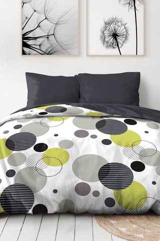 Conjunto de edredão em microfibra Bulles de rêve - Cinzento e verde