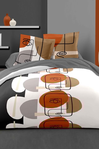 Conjunto de edredão em algodão 57 fios/cm² Méli-mélo - Laranja e branco