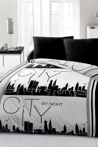 Conjunto de edredão City by Night  Preto e branco