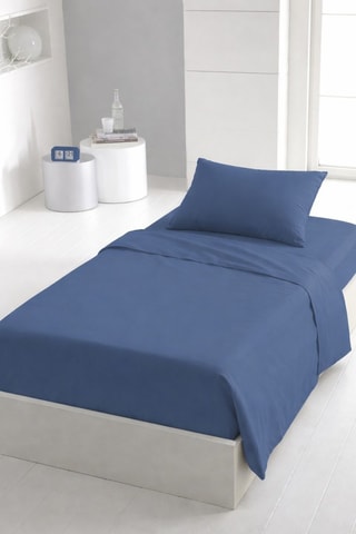 2 lençóis lisos em algodão - 57 fios/cm² - Azul,