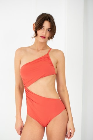 Trikini asymétrique push-up - Orange - Hibikini