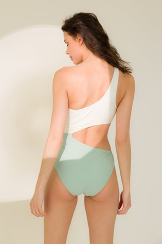 Maillot 1 pièce asymétrique coques - Vert d’eau - Aulala