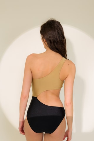 Trikini asymétrique - Noir et beige - Aulala