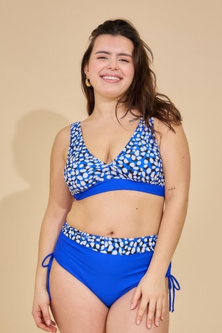 Maillot 2 pièces taille haute - Bleu roi - Pêche dorée