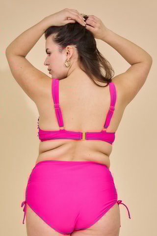 Maillot 2 pièces taille haute - Fuchsia - Pêche dorée