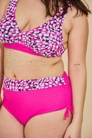 Maillot 2 pièces taille haute - Fuchsia - Pêche dorée