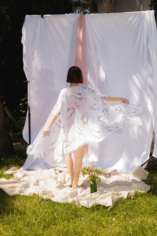 Kimono de plage - Blanc - Aulala