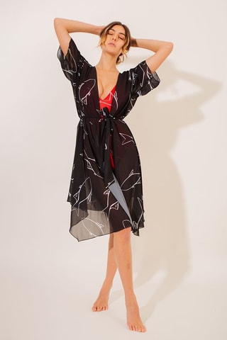 Kimono de plage - Noir - Aulala