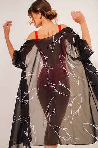 Kimono de plage - Noir - Aulala