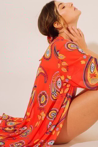 Kimono de plage - Rouge - Aulala