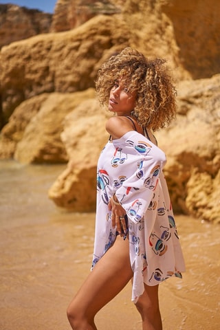 Kimono de plage - Blanc - Aulala