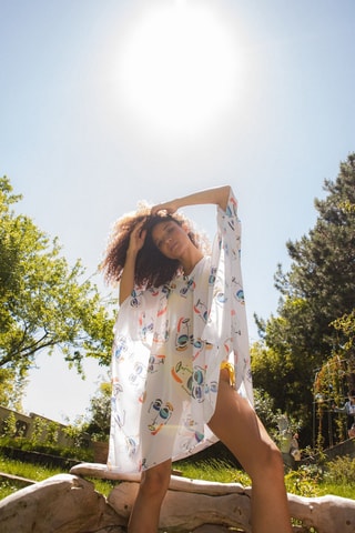 Kimono de plage - Blanc - Aulala