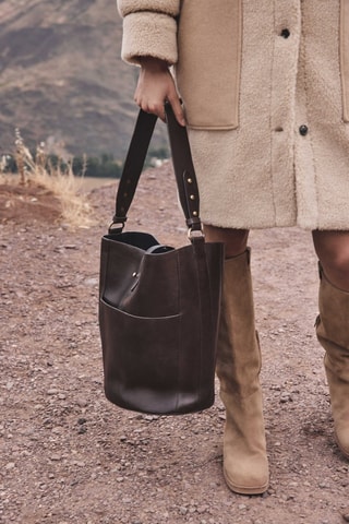 Bolso saco de piel - Marrón oscuro