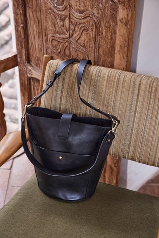 Bolso saco de piel - Negro