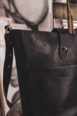 Bolso saco de piel - Negro