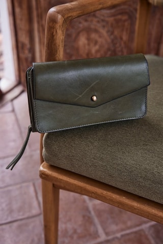 Bolso de mano de piel - Verde oscuro