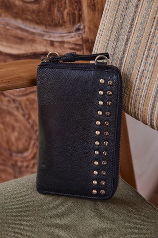 Bolso de mano de piel - Negro