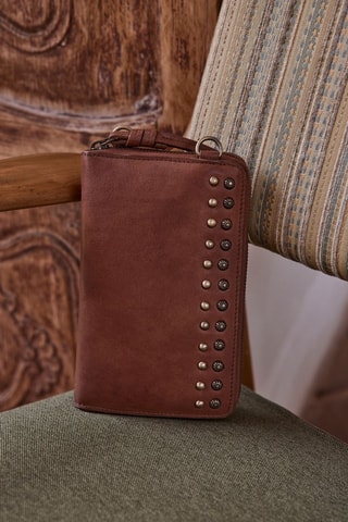 Bolso de mano de piel - Camel