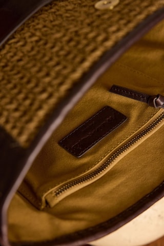 Bandolera de piel y yute - Marrón oscuro