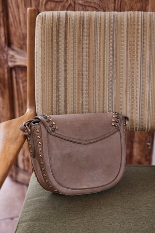 Bandolera de piel - Topo oscuro