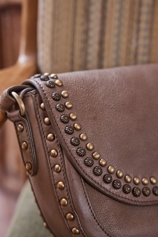 Bandolera de piel - Topo oscuro