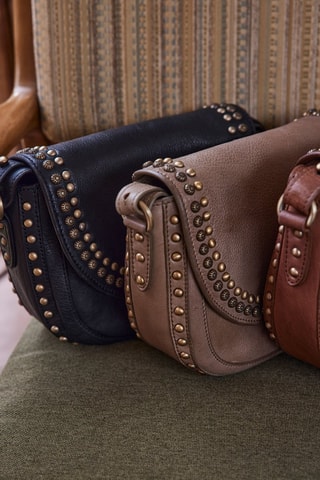 Bandolera de piel - Topo oscuro