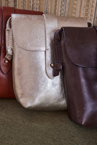 Bandolera de piel - Plateado