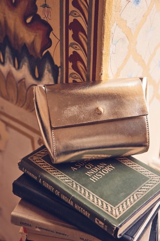 Bandolera de piel - Dorado