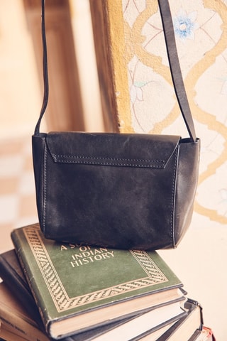 Bandolera de piel - Negro