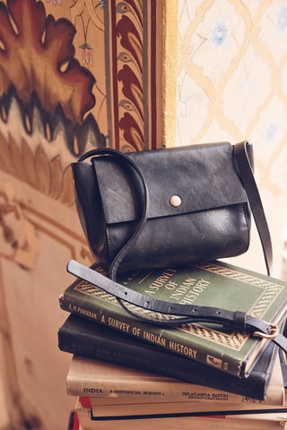 Bandolera de piel - Negro