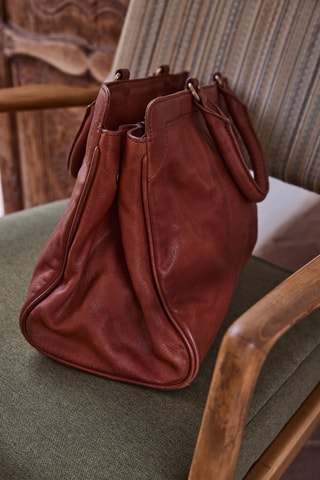 Bolso shopper de piel - Camel