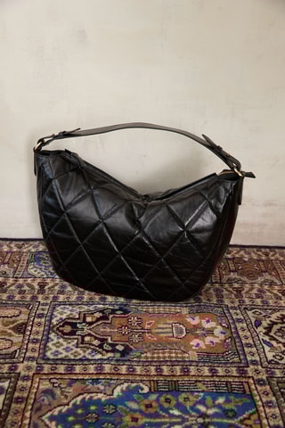 Bolso shopper de piel - Negro