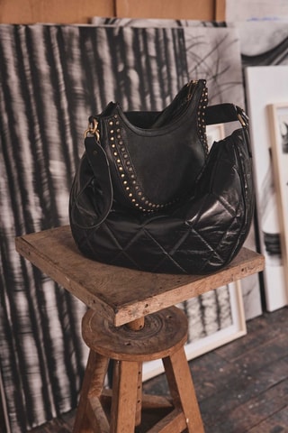 Bolso shopper de piel - Negro