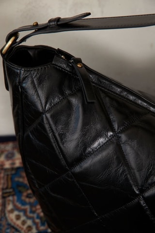 Bolso shopper de piel - Negro