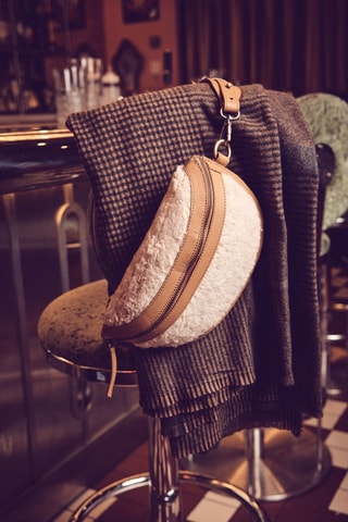 Riñonera de piel - Crudo y marrón claro